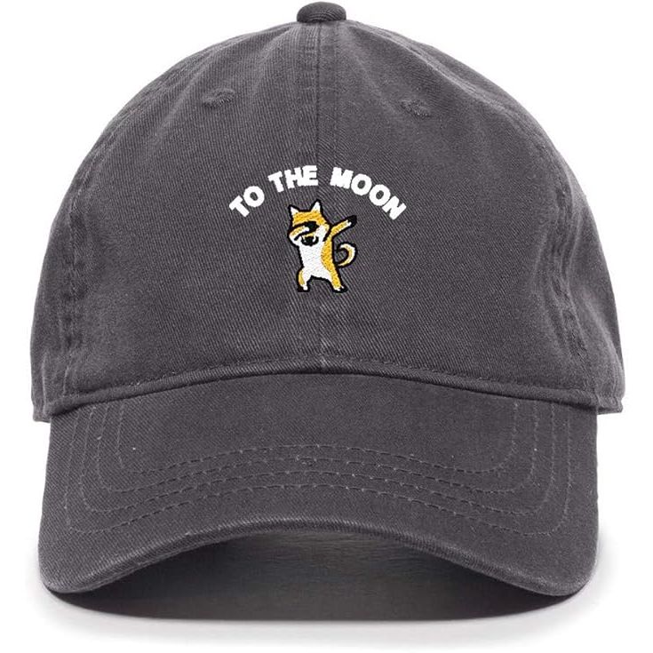 The Dogecoin to The Moon Baseball Cap is a trendy and stylish hat that features an embroidered design of the popular cryptocurrency, Dogecoin, and the phrase "To The Moon". This adjustable dad hat is made of high-quality cotton material, making it comfortable to wear for any occasion.