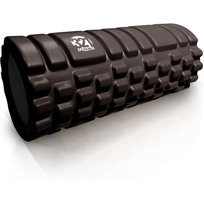 The 321 STRONG Foam Roller is a medium density deep tissue massager designed to help with muscle massage and myofascial trigger point release. It is made of high-quality EVA foam that is firm enough to provide effective muscle relief, yet comfortable enough to prevent discomfort during use.