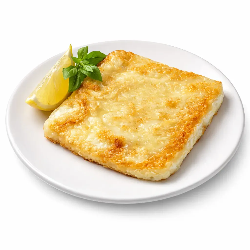 A delightful Greek meze featuring rich, savory flavors of Kefalotyri cheese, featuring a crunchy crust and a refreshing lemon finish.