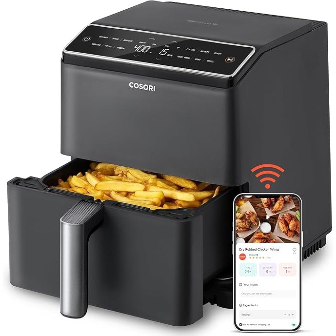 The COSORI 6.8Qt Air Fryer is a versatile kitchen appliance that offers 12 different cooking functions, including baking, roasting, and broiling, all in one device. With its dual blaze heating element and 360° circulation technology, this air fryer cooks food quickly and evenly, producing crispy results without the need for shaking or preheating.