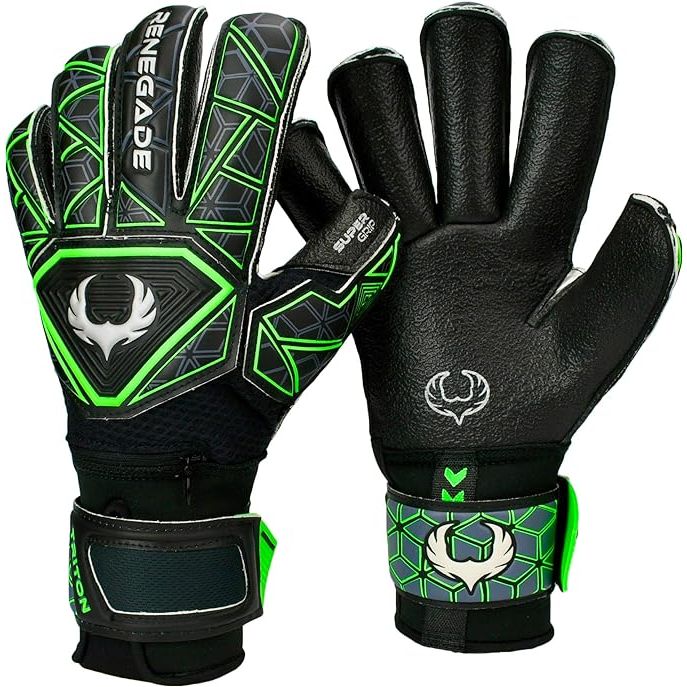 The Renegade GK Triton Goalie Gloves with Microbe-Guard are designed for professional and amateur goalkeepers alike. These gloves feature Pro-Tek fingersaves for added protection and support. The palm is made with a durable 3.5+3MM super grip material that provides excellent grip in all weather conditions.