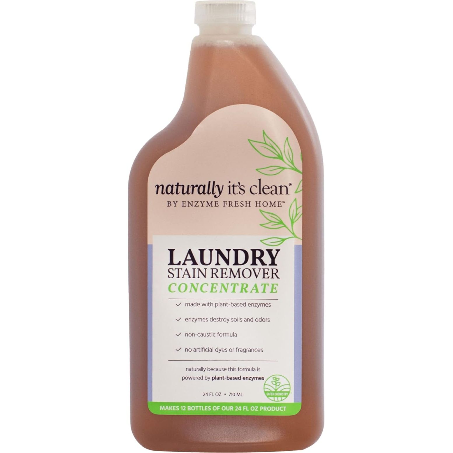 Naturally It's Clean Refill Enzymatic Laundry Stain Remover and Odor Eliminator is a powerful cleaning solution designed to tackle tough stains and odors on fabric. The formula is enzyme-based, making it effective at breaking down and removing stains caused by coffee, grease, wine, and other stubborn substances.