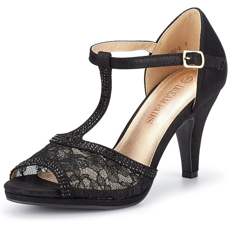 The DREAM PAIRS Women's Amore Fashion Stilettos are stylish and elegant open-toe pump heel sandals perfect for any special occasion or night out. These heels feature a classic stiletto heel design that adds height and sophistication to any outfit. The open-toe design with a front strap adds a modern flair to these versatile shoes.