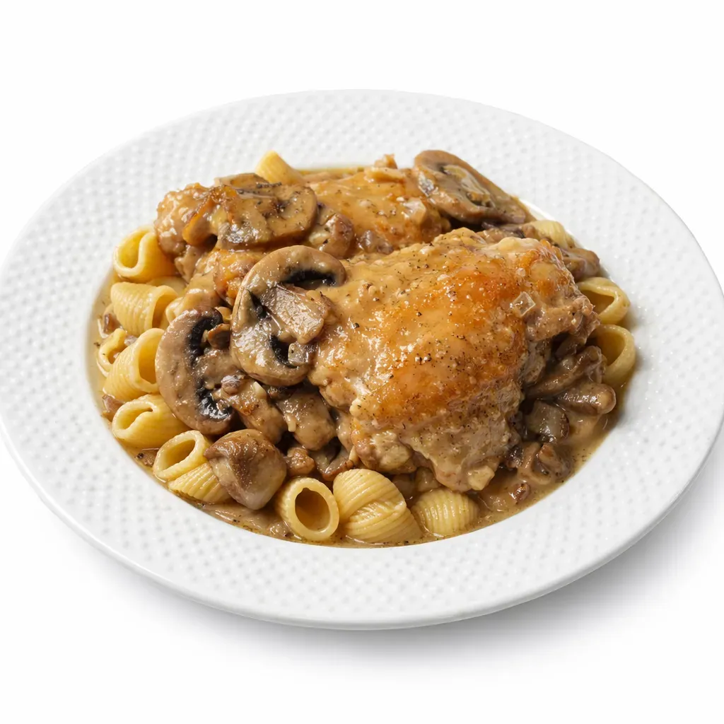 Poulet au Riesling is a classic French dish featuring chicken braised in a rich sauce made from Riesling wine, cream, and aromatic vegetables. The chicken is seared to golden perfection and then cooked slowly with onions, mushrooms, and thyme, allowing the flavors to meld beautifully.