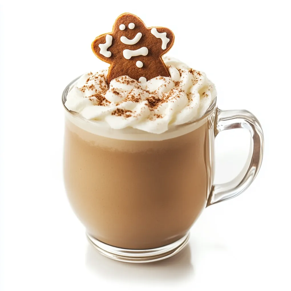 Gingerbread Latte is a warm, spiced beverage that captures the essence of the holiday season. This homemade version features strong brewed coffee or espresso mixed with a blend of comforting spices such as ginger, cinnamon, nutmeg, and cloves. The drink is sweetened with molasses or brown sugar to achieve the classic gingerbread flavor, and steamed milk is added to create a creamy texture. Topped with a dollop of whipped cream and a sprinkle of cinnamon or gingerbread cookie crumbles, this latte is a cozy treat perfect for chilly mornings or as an after-dinner dessert drink.