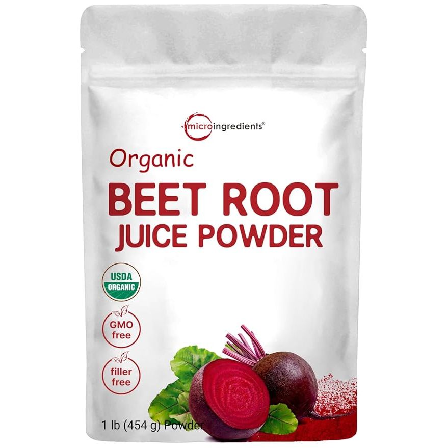 Micro Ingredients Organic Beet Root Powder is a 100% pure and natural dietary supplement that comes in a 1 pound package. Sourced from carefully selected organic beets, the powder is cold pressed to retain the maximum amount of nutrients and is water soluble, making it easy to mix into beverages or food.