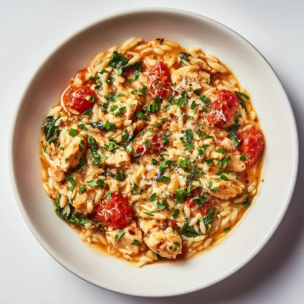 Delve into a rich and comforting culinary experience with this Creamy Chicken Orzo, a perfect fusion of tender chicken, flavorful seasonings, and creamy, tomato-infused orzo. Completed with vibrant spinach and Parmesan, it’s an Italian masterpiece that promises to delight every taste bud on a cozy weeknight.