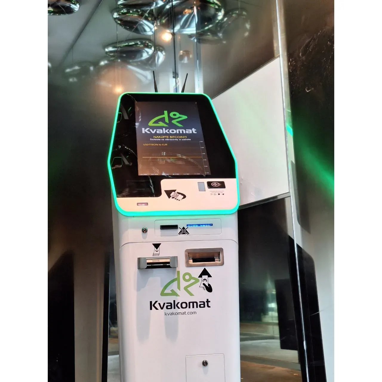 Located in the bustling area of Bratislava, River Park Kvakomat is a cutting-edge Bitcoin ATM that has earned the reputation of providing a seamless and convenient cryptocurrency transaction experience. Celebrated for its efficiency and ease of use, this Bitcoin ATM is a preferred choice for those looking to purchase Bitcoin and USDT with simplicity and speed.

Customers are often impressed with the straightforward process, which allows both seasoned crypto-enthusiasts and first-time users to buy their desired cryptocurrency without hassle. The ATM's modern interface and reliable functionality make every transaction a pleasant experience, turning the task of acquiring digital currency into a delight rather than a chore.

The service excellence of River Park Kvakomat is frequently highlighted in reviews, with many noting the helpful guidance provided for navigating through the transaction process. The Bitcoin ATM operates with a high level of professionalism, ensuring that each customer leaves satisfied with their experience. The convenience and accessibility of the ATM have been appreciated by residents and visitors of Bratislava alike, making it a standout option for anyone looking to engage with the world of cryptocurrencies. Description by ChatGPT.