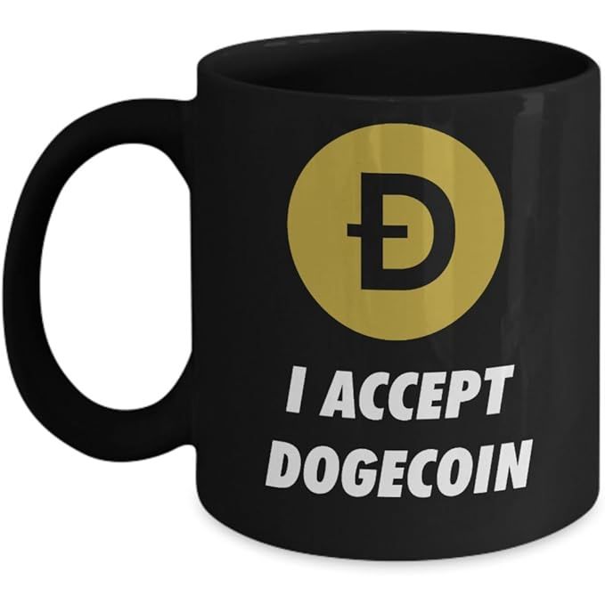 Official Dogecoin Logo Mug Acrylic Coffee Holder Black 11oz Cryptocurrency Just Hodl Crypto Miner Blockchain Invest Trade Buy Sell Hold DOGE image