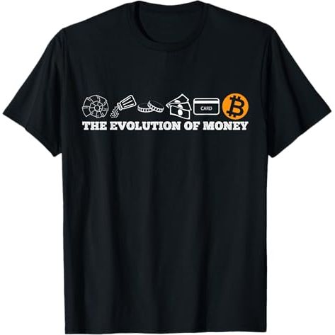 The evolution of money bitcoin btc crypto cryptocurrency T-Shirt image