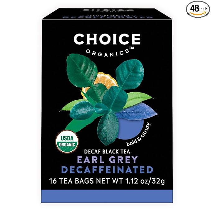 Choice Organics Organic Decaffeinated Earl Grey Tea is a premium tea blend made with high-quality ingredients. Each pack contains 48 organic black tea bags that are decaffeinated and infused with bergamot for a classic Earl Grey flavor. The tea is Fair Trade certified, ensuring that the farmers are paid a fair wage for their work.