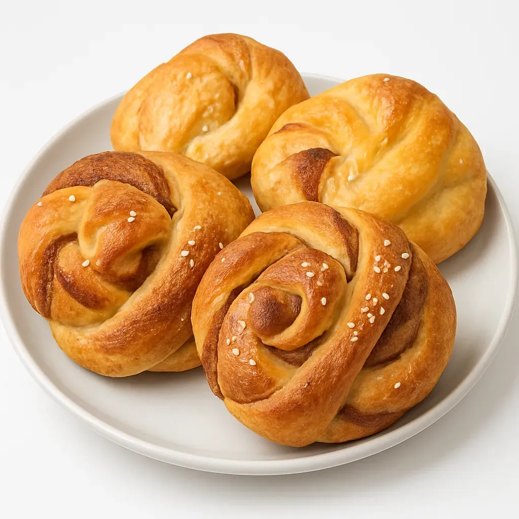 Indulge in the aromatic delight of Swedish Kanelbullar, a traditional cinnamon bun that captivates with its delicate layers and robust cinnamon aroma. Known for their unique knot shape and perfected balance of sweetness and spice, these buns are a staple in Swedish fika culture. Enjoy them fresh from the oven for the ultimate experience.