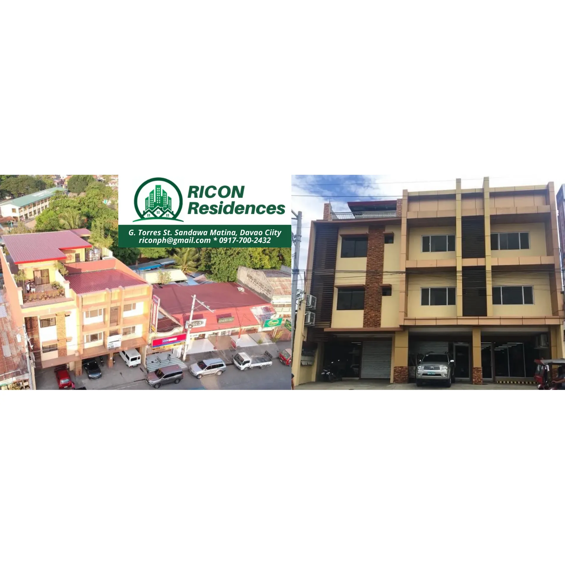 Ricon Residences is a residential condominium located at Ricon Promark Building in Matina Sandawa, Davao City, Davao del Sur, Philippines. The building is situated in a convenient and accessible location, making it a perfect choice for those looking for a cozy and comfortable place to call home. 

The condominium offers a range of amenities and facilities for residents to enjoy, including a swimming pool, fitness center, and 24-hour security. The units in Ricon Residences are designed with modern and stylish interiors, providing a comfortable and relaxing living space for its residents. 

With its strategic location in Davao City, residents of Ricon Residences can easily access nearby commercial establishments, schools, hospitals, and other essential services. Whether you are looking for a peaceful retreat or a bustling city life, Ricon Residences offers the best of both worlds for its residents. Description by ChatGPT.