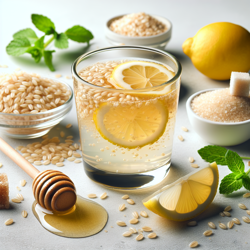 Barley water is a traditional British beverage that is light, refreshing, and known for its health benefits. It's made by simmering barley until soft and then mixing the strained liquid with lemon juice and sweeteners such as honey or sugar to taste.