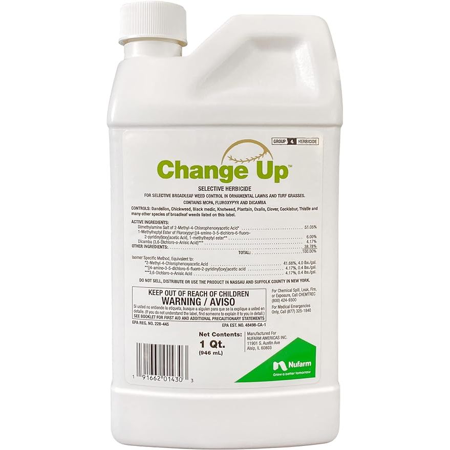 Change Up is a premium selective herbicide designed to provide powerful weed control in residential and commercial settings. This 32 oz bottle is formulated to target a wide range of broadleaf weeds while leaving desirable grasses unharmed.