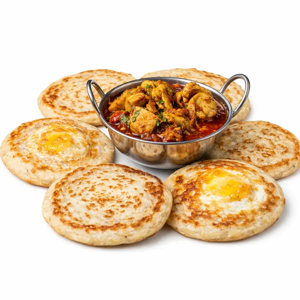 Savory lentil pancakes from the Kathmandu valley, celebrated for their rich flavor and cultural heritage, often served at special occasions and paired with the Newari set lunch. These lentil pancakes are said to bring good luck.