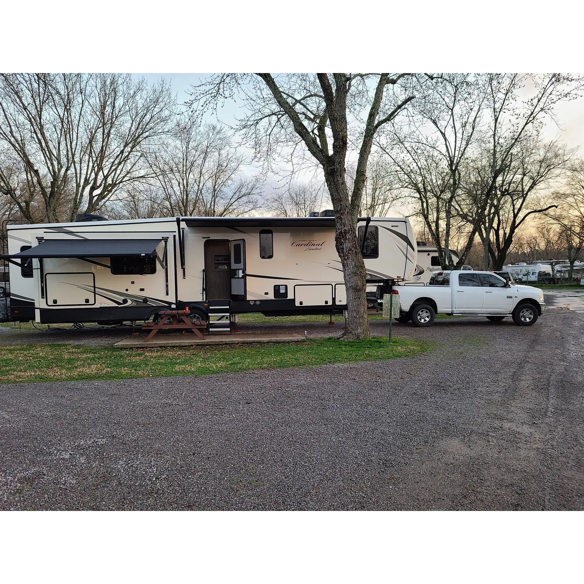 Two Rivers Campground emerges as a premier RV oasis just a short journey from the vibrant heart of Nashville, offering a perfect blend of convenience and serene leisure. With expansive sites that cater to all your travel needs, this family-owned park prides itself on creating an atmosphere where every guest feels warmly welcomed.

The campground's heightened charm is amplified through a sparkling pool and an eclectic mix of live country music performances each evening, providing guests with a taste of Nashville's soul without stepping off the site. Musical acts like the talented Ericca serenade campers, setting the perfect backdrop for a memorable stay.

Cleanliness and comfort reign supreme here, as guests continually praise the spotless conditions of restrooms and showers that are meticulously cleaned daily. The attentive and helpful staff are a gem, always on hand to ensure that your experience is as smooth as possible. They are known for their personal touch, such as sending brochures in advance to tailor your visit to your preferences.

The allure of Two Rivers Campground extends to its convenience factor, boasting a Camping World next door for all the RV essentials and a hassle-free shuttle service which offers pick up and drop off right at the campground, granting easy access to the captivations of downtown Nashville.

Should you wish to stay connected to the world outside this peaceful retreat, the campground's tranquil setting belies its proximity to a major highway, promising a quiet and uninterrupted stay. The grounds themselves are well-maintained, with immaculate landscaping contributing to an environment you would be delighted to call home, even if only temporarily.

Recommendations ring resoundingly positive for Two Rivers Campground, with many visitors from places as far as Brantford, Ontario, advocating for its value, convenience, and overall excellence. Whether seeking a home base to explore the area or a restful stop along your travels, this campground stands out as a destination sure to enrich your Nashville adventure. Description by ChatGPT.