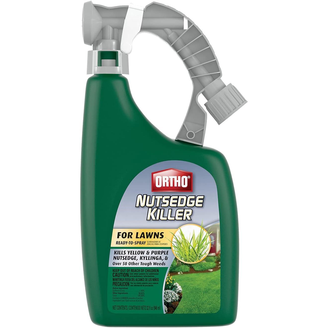 Ortho Nutsedge Killer for Lawns Ready-To-Spray is a herbicide specifically designed to target and eliminate tough weeds like nutsedge in lawns. The product comes in a convenient 32 fl. oz. bottle with a spray nozzle for easy application. It is formulated to kill the nutsedge weeds down to the roots, ensuring long-lasting results.