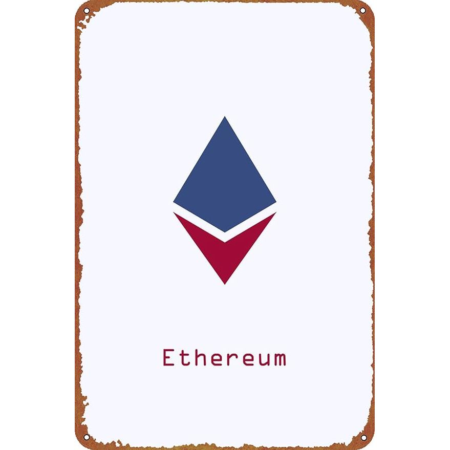 cryptocurrency Ethereum retro tin logo posters bar garage gift wall decor 12x8 inches image