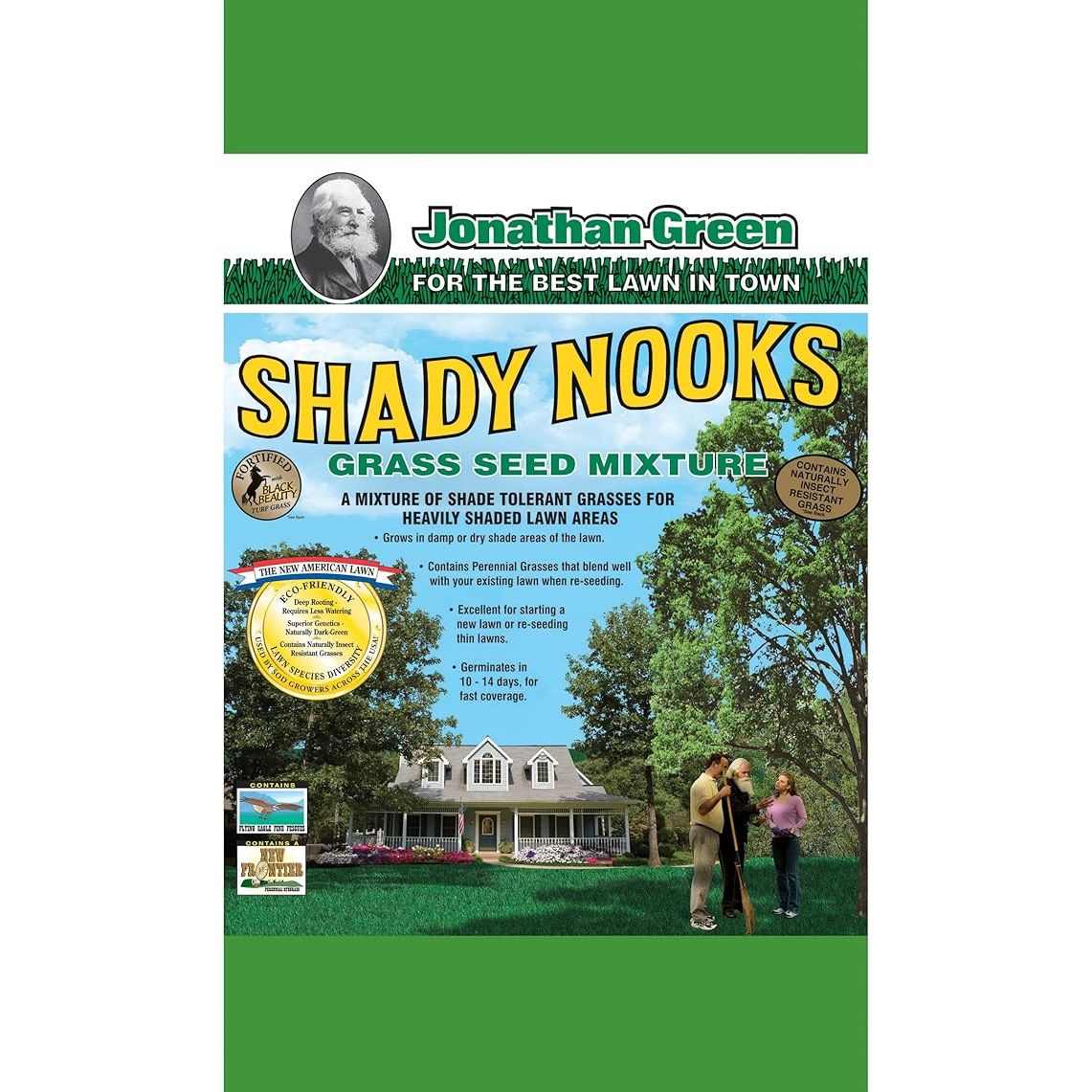 The Jonathan Green 11957 Shady Nooks Grass Seed Mix is a high-quality blend of premium grass seeds designed specifically for shady areas in your lawn. This mix is perfect for areas that receive minimal sunlight, such as under trees or along fences, where traditional grass varieties may struggle to thrive.