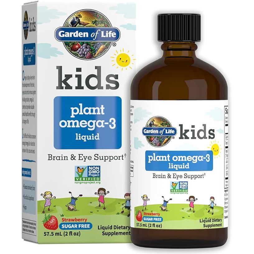 Garden of Life Plant Omega-3 ALA, DHA & EPA Supplement for Children is a liquid supplement designed specifically for kids to support their brain and eye health. The supplement is vegan, made without any animal products, making it suitable for all dietary preferences.