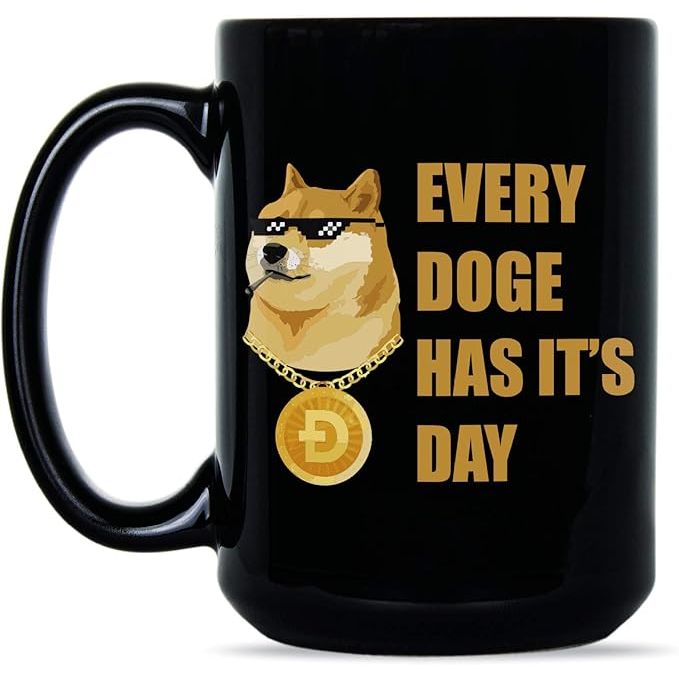 The Dogecoin Coffee Mug Dogecoin Meme Mug Doge Coin Cup Every Doge Has It’s Day is a unique and fun way for fans of the Dogecoin cryptocurrency to show their support. The mug features the iconic Shiba Inu dog that is the face of the Dogecoin meme, along with the phrase "Every Doge Has Its Day.