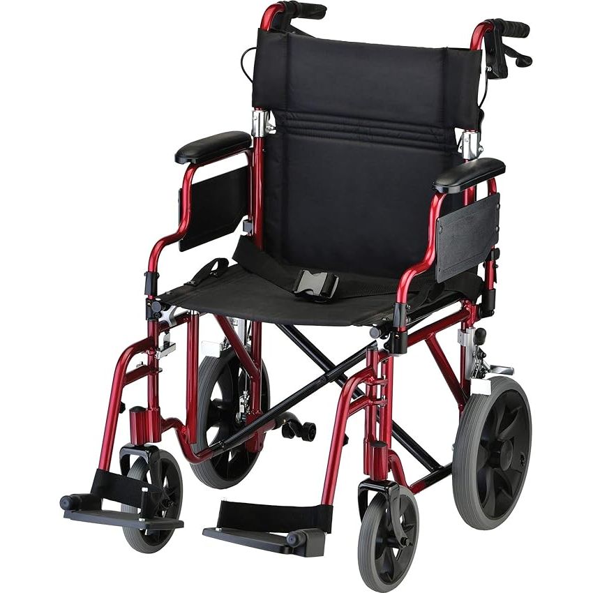 The NOVA Lightweight Transport Chair is a convenient and versatile option for those in need of mobility assistance. This transport chair is designed with locking hand brakes that provide added safety and control for the user.