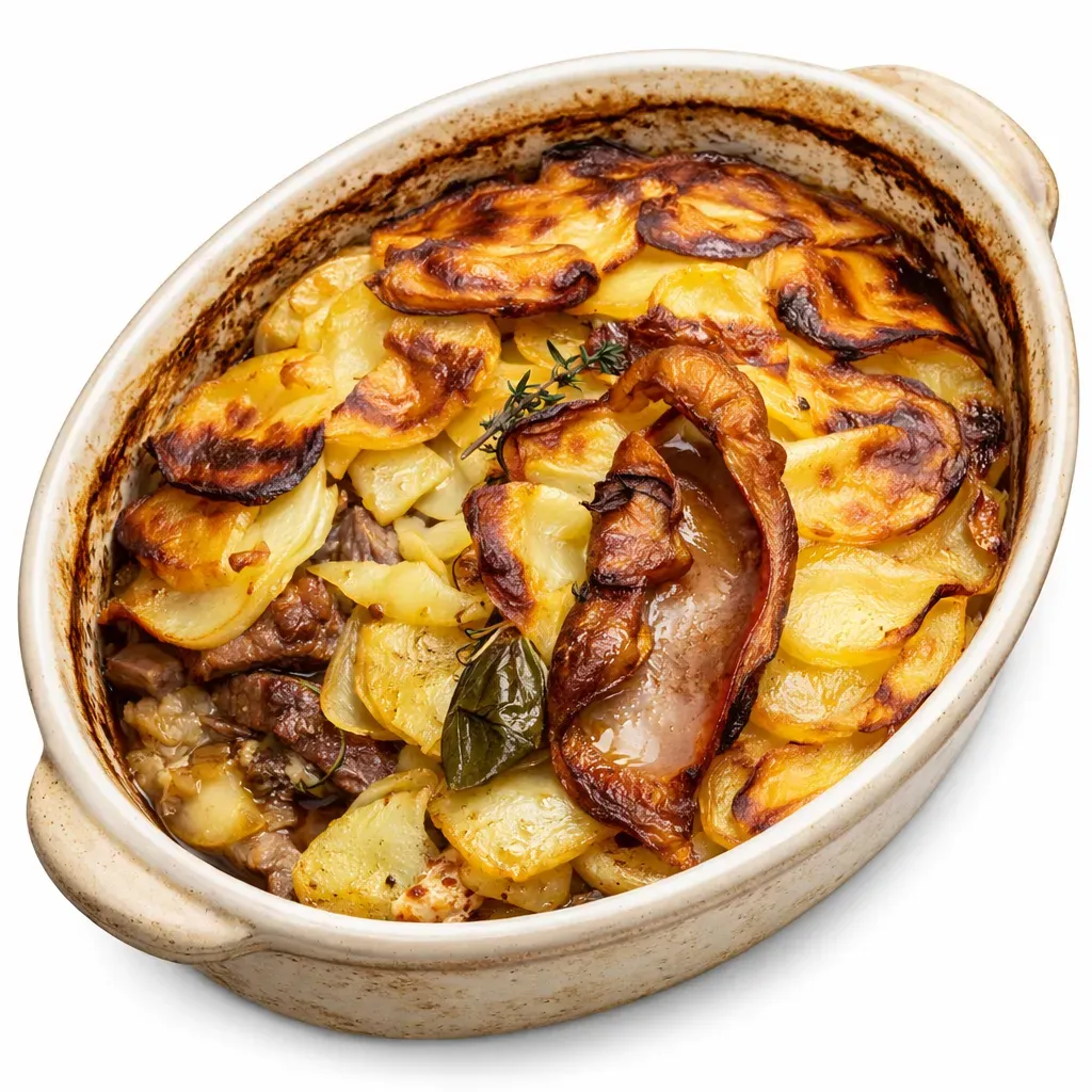 A comforting one-pot dish from Alsace featuring marinated meats, white wine, and hearty root vegetables, perfect for winter warmth.