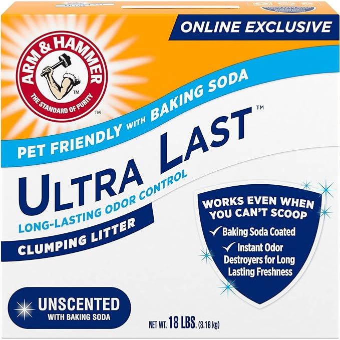 Arm & Hammer Ultra Last Unscented Clumping Cat Litter is a premium cat litter designed to control odors and provide long-lasting performance. Made with baking soda, this cat litter is highly effective at neutralizing unpleasant smells and keeping your home smelling fresh.