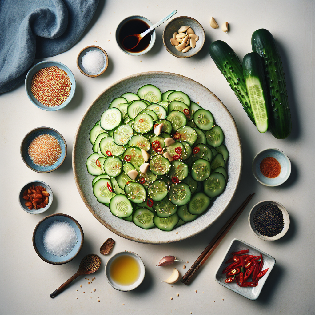 The Copycat Din Tai Fung Cucumber Salad is a refreshing, crisp side dish that emulates the famous appetizer from the renowned Taiwanese restaurant chain Din Tai Fung. This salad includes thinly sliced cucumbers marinated in a light, tangy dressing made with soy sauce, sesame oil, garlic, and a touch of sugar for balanced sweetness.