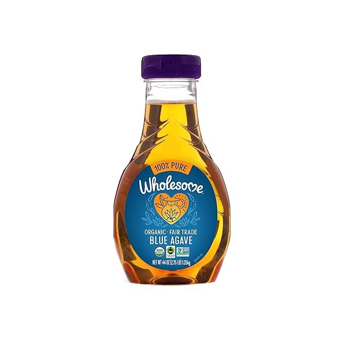 Wholesome Sweeteners' 44-Ounce Organic Blue Agave Nectar is a high-quality sweetener that is both organic and fair trade certified. The nectar is 100% pure and non-GMO, making it a healthier alternative to refined sugar. It is also gluten-free and vegan, making it suitable for those with dietary restrictions or preferences.