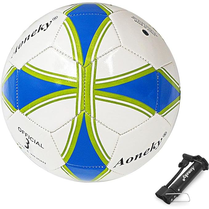 The Aoneky Soccer Ball with Pump is a durable and high-quality soccer ball suitable for both casual play and practice sessions. Made with a durable PU leather cover and machine-stitched seams, this soccer ball is designed to withstand the rigors of regular use and maintain its shape and performance.