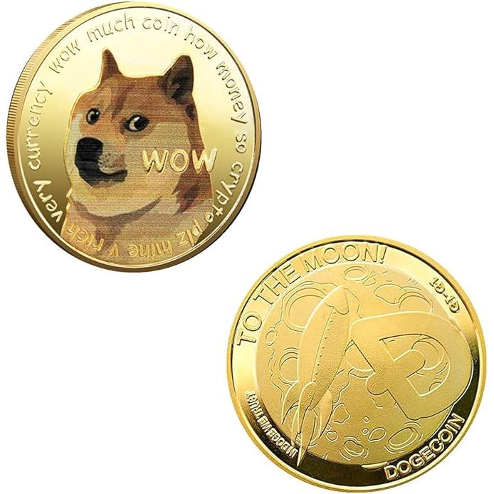 Dogecoin Wow to The Moon Doge Coin Shiba Dog Commemorative Physical Coin Souvenir 2021 New is a virtual currency that is based on the popular meme-inspired cryptocurrency, Dogecoin. It features a unique design with a dog wearing a spacesuit and the phrase "Wow to The Moon" inscribed on the coin.