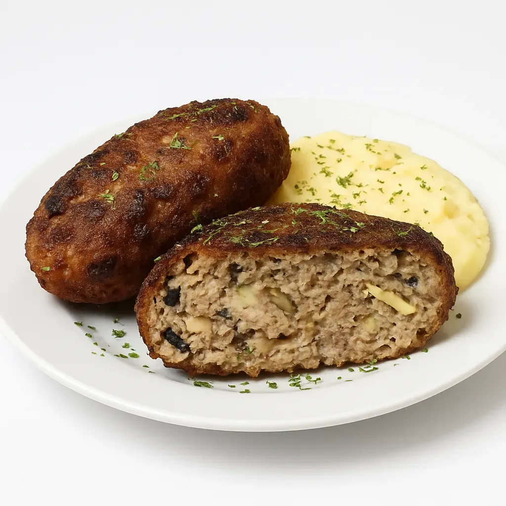 Faschierte Laibchen are delightful minced meat patties from German and Austrian cuisine, known for their rich flavor and satisfying texture, often served with creamy mashed potatoes and fresh parsley.