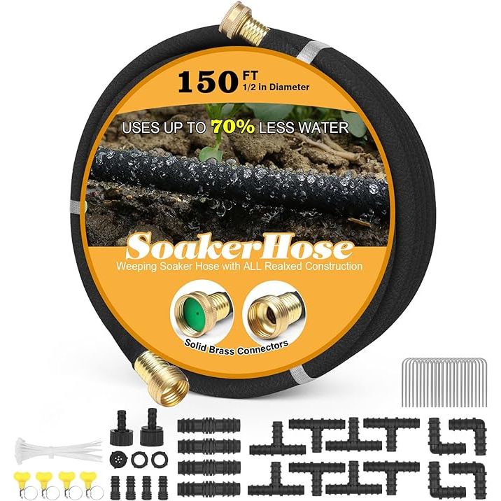 Upgrade your watering system with the Brass Connector Soaker Hose! This durable hose is designed to last longer and be more environmentally friendly. With plenty of connecting joints, this hose is perfect for slowly delivering water to the roots of every plant in your garden bed.