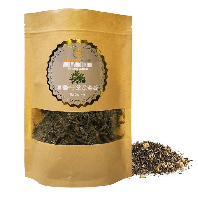 Cure wid Pure Organic Wormwood Herb is a dried, cut, and sifted herb that comes in a 4 oz (114g) eco-friendly resealable pouch. This herb is known scientifically as Artemisia absinthium and is grown organically without any GMOs, preservatives, or additives.