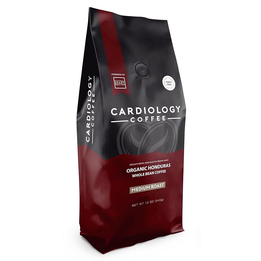 Cardiology Coffee Whole Bean Medium Roast Coffee is a heart-healthy blend of USDA organic coffee beans, hand-selected from Honduras. This coffee is specially designed by cardiologists to promote heart health, containing antioxidants and nutrients that are beneficial for cardiovascular health.