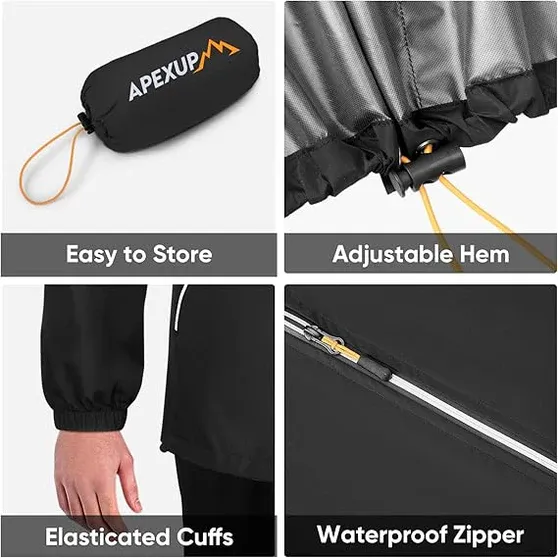 Practical and Visibility: This raincoat for men has two spacious interior pockets, two waterproof external zip pockets, and stylish reflective stripes and logos; Whether in the city or on a hike, it provides convenience and safety in any weather.