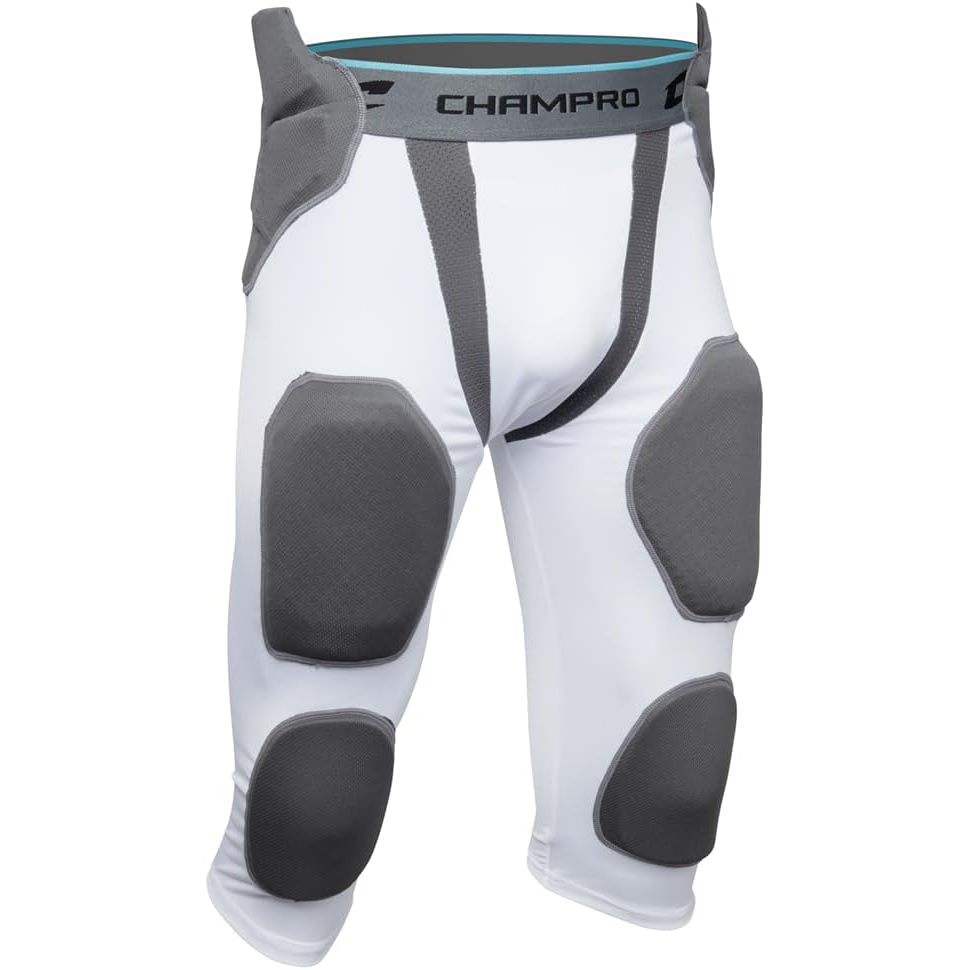 The CHAMPRO Man-Up 7-Pad Compression Football Girdle is designed to provide players with both protection and performance on the field. This girdle features seven integrated pads strategically placed to protect key areas such as the hips, thighs, and tailbone during impact and collisions.