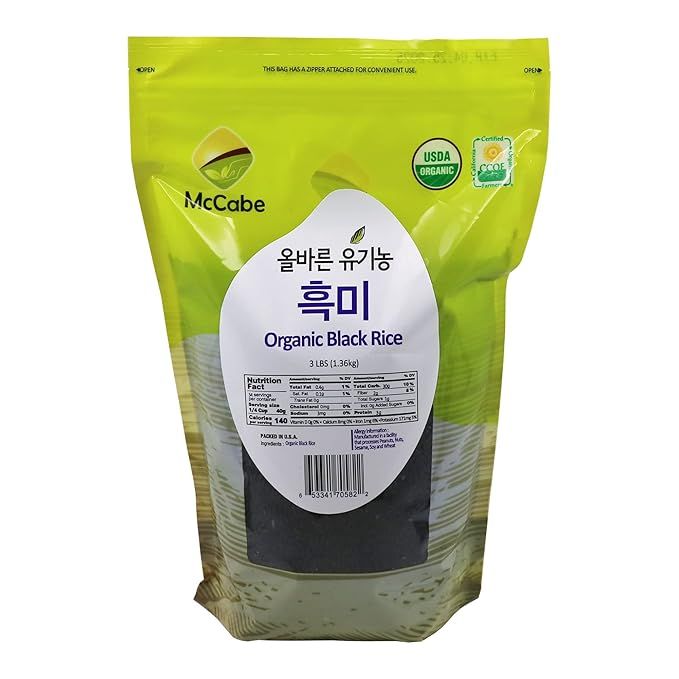 McCabe Organic Black Rice is a gluten-free alternative that is rich in fiber and minerals. It is USDA and CCOF certified, ensuring high standards of quality and purity. This black rice is packed in the USA in a 48 oz (3 lbs) package, making it convenient to use in various dishes.