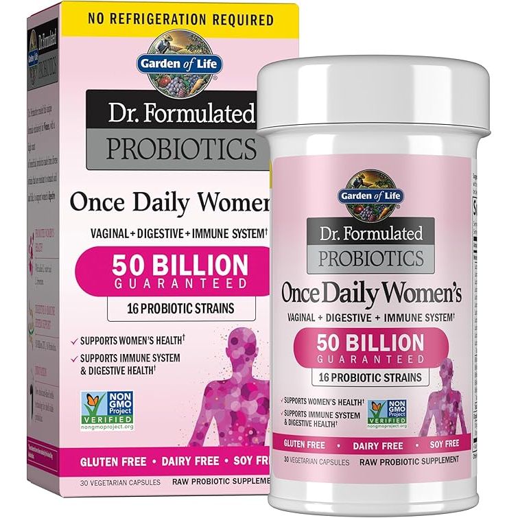 Garden of Life Once Daily Dr. Formulated Probiotics for Women is a premium probiotic supplement specifically designed for women's health. It contains 50 billion colony-forming units (CFUs) and 16 different probiotic strains to help support digestive, vaginal, and immune health.