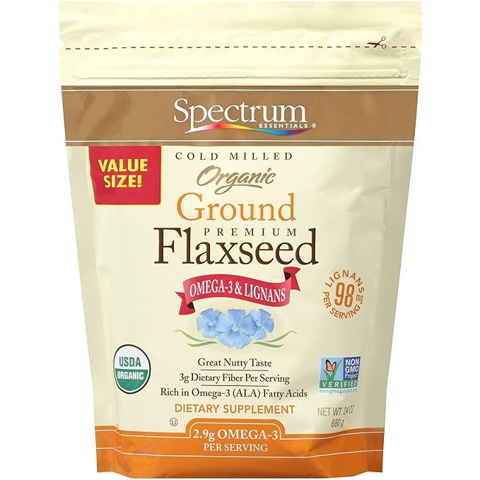 Spectrum Essentials Organic Ground Premium Flaxseed is a high-quality product made from organically grown flaxseeds. Flaxseeds are known for their rich source of essential fatty acids, fiber, and antioxidants, making them a nutritious addition to any diet.