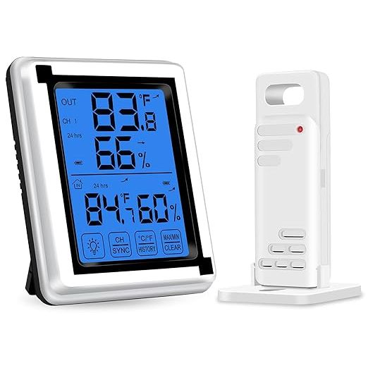 Keep track of the temperature and humidity in multiple locations with the Multi Channel Hygrometer. This hygrometer thermometer comes with a main unit and remote sensor, allowing you to monitor two different areas at once. With the option to add on multiple remote sensors, you can keep an eye on up to four locations.