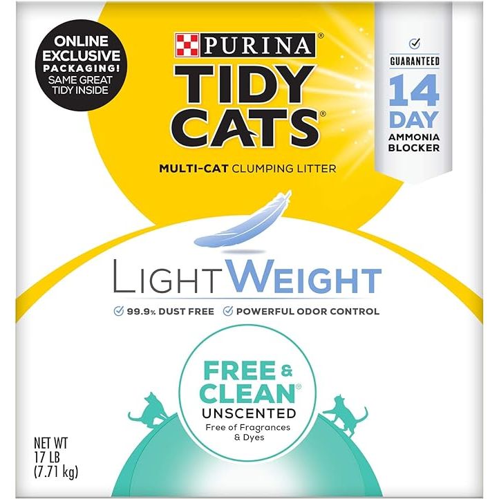 Purina Tidy Cats Low Dust Clumping Cat Litter is a lightweight and unscented litter designed for multi-cat households. This 17 lb. box offers convenience and easy handling for pet owners. The low dust formula helps minimize tracking and dust clouds, creating a cleaner and healthier environment for both cats and their owners.