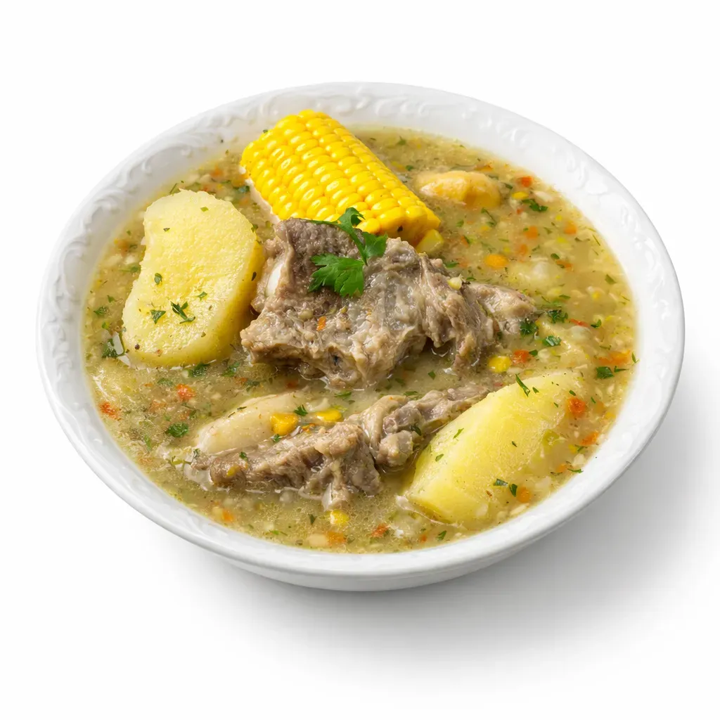 A vibrant and comforting Colombian stew featuring tender beef ribs, root vegetables, and aromatic herbs, perfect for family gatherings or solo culinary adventures.