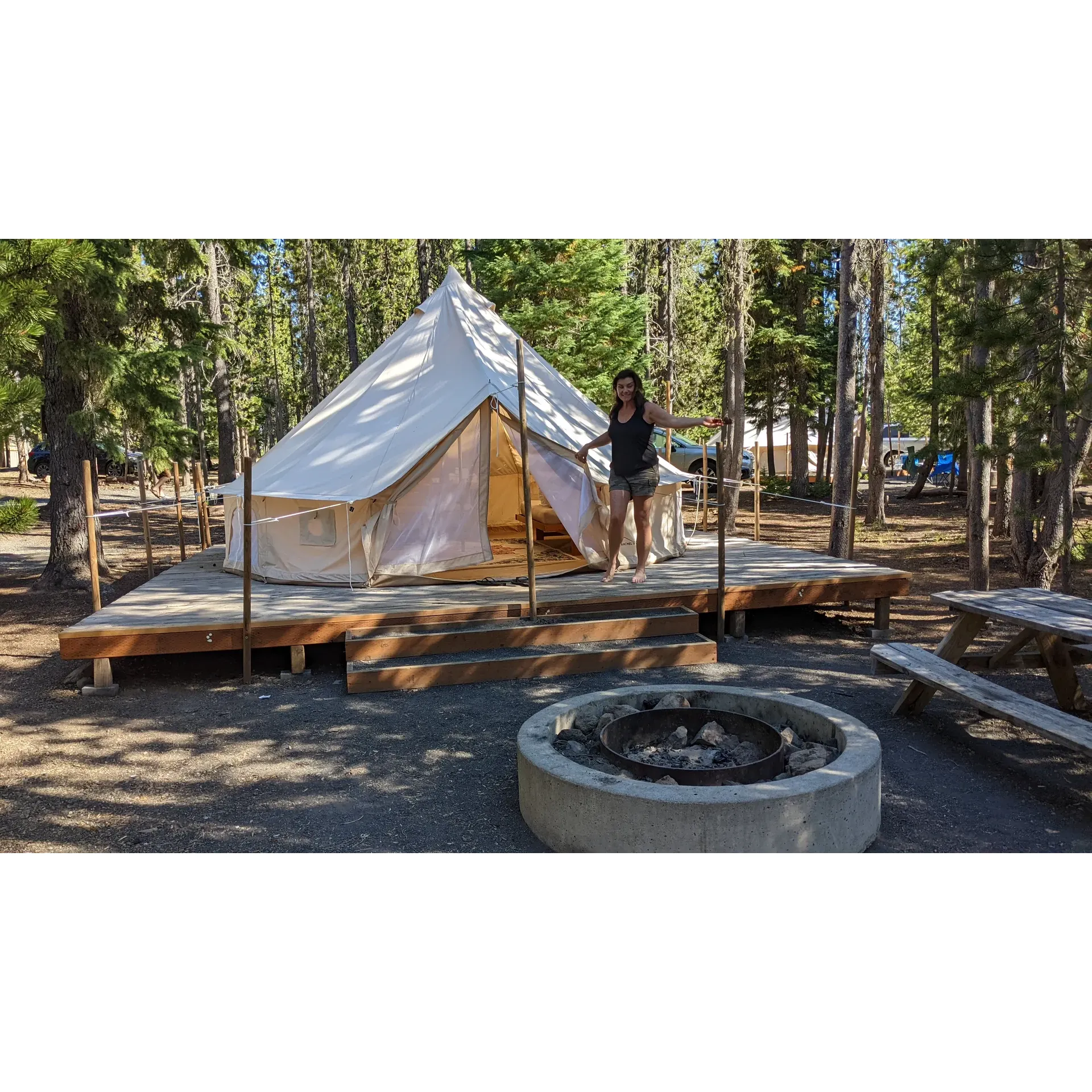 Elk Lake Campground offers an enchanting retreat for outdoor enthusiasts looking to immerse themselves in the pristine beauty of the Pacific Northwest. Conveniently situated for visitors to explore the natural wonders around Bend, Oregon, this campground is a treasure trove for those seeking a mix of adventure and relaxation.

As a haven for water activities, the shimmering lake at the heart of the campground invites guests to enjoy a refreshing swim, engage in serene kayak excursions, or even partake in the excitement of catching fish. The campgrounds themselves are thoughtfully designed to enhance the outdoor experience, featuring fire rings perfect for cozy gatherings, picnic tables for al fresco dining, and ample space to accommodate both tents and vehicles, ensuring privacy and comfort for all campers.

For those who seek stunning panoramas, numerous hikes in the surrounding area promise breathtaking views that capture the essence of the region's majestic landscapes. Practical needs are easily met, with convenient access to essential amenities such as water and firewood, alongside a helping hand from the friendly camp host, John, whose local knowledge and willingness to assist with tasks, big or small, enhances the camping experience immeasurable.

Moreover, guests looking for a touch of luxury in the wilderness can stay in the resort's glamping tents, which offer a refined camping experience complete with comfortable beds, elevating the outdoor stay into a memorable encounter with nature.

Affordability is another appealing aspect of Elk Lake Campground, where the pricing is deemed very reasonable for the quality of service and the array of facilities available. The community-oriented atmosphere and the natural charm of the site promise a camping adventure that is both delightful and memorable, making Elk Lake Campground an excellent choice for travelers who cherish the great outdoors. Description by ChatGPT.