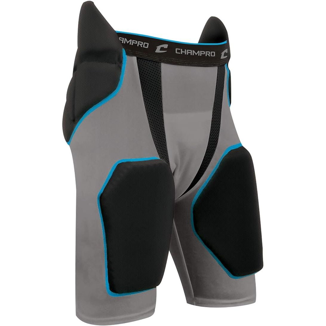 The CHAMPRO Tri-Flex Integrated 5-Pad Football Girdle is a high-quality and durable piece of protective gear designed for football players. This girdle features five integrated pads strategically placed to provide maximum protection during the game. The pads are made of foam material that absorbs impact and reduces the risk of injury.