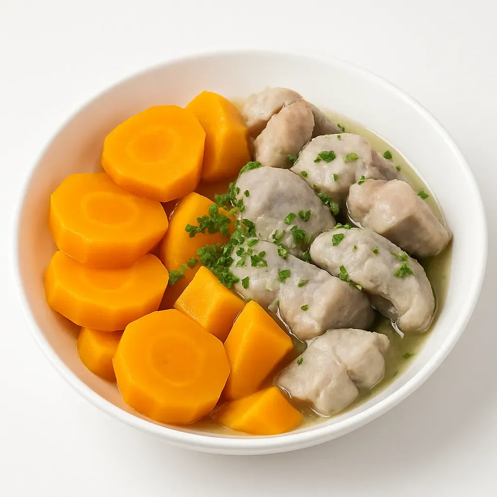A cherished Barbadian dish combining savory pork, pickled vegetables, and sweet potato pudding, symbolizing comfort and culture in Caribbean cuisine.
