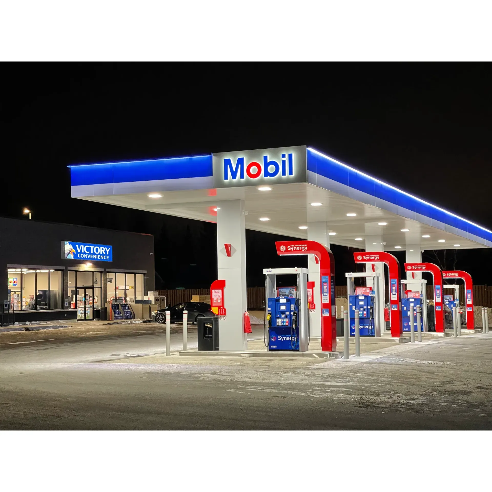 Mobil & Victory Convenience emerges as a go-to destination for both fuel and shopping needs, boasting a spacious layout that allows easy navigation around the pumps, accommodating an influx of customers without feeling congested. The expansive site not only offers a seamless fueling experience, but also caters to larger vehicles with the convenience of a high-speed diesel pump. Additionally, an imminent DEF dispenser installation signals continued improvements to serve diverse automotive requirements.

The store itself presents a well-organized atmosphere with an impressive product selection. Customers are greeted by a welcoming team of friendly staff, contributing to a pleasant shopping experience with each visit. The available items are competitively priced, suggesting that patrons can expect good value for money.

Mobil & Victory Convenience takes pride in its automotive cleaning service, with the car wash receiving commendations for its efficacy, particularly for its ability to transform salt-coated vehicles back to their original luster. This enthusiasm is shared among the winter sports community as the site anticipates the integration of the Sudbury Trail Plan, enhancing accessibility for snowmobile enthusiasts and contributing to the local winter economy.

An air of anticipation surrounds the location with the announcement of a forthcoming restaurant, promising to expand the venue's offerings and cater to the culinary needs of customers. This development, coupled with the outpouring of support from contractors, friends, and family, underpins a business that values community engagement and strives to evolve its services.

The management at Mobil & Victory Convenience stands out for attentive service, with many customers praising the hands-on approach and the drive to ensure a satisfactory experience. Frequent visitors to the store have noted the manager's commitment to excellence, reinforcing the warm and professional environment that characterizes this local hub. Description by ChatGPT.