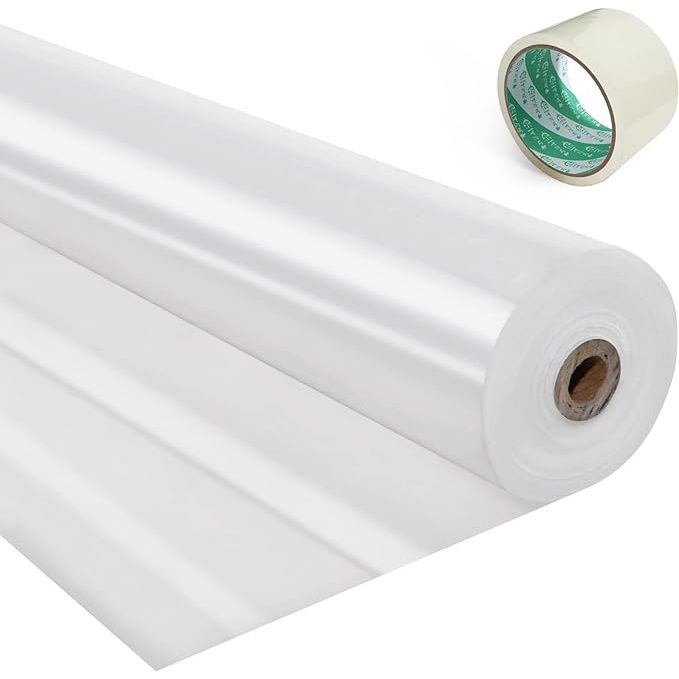 Clear Greenhouse Film Plastic Sheeting is a durable and versatile solution for protecting plants and crops in a greenhouse environment. This particular product is constructed with a 6 Mil thickness, providing a sturdy barrier against the elements.